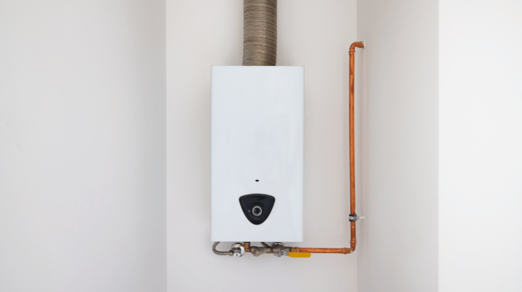 tankless water heater attached to wall
