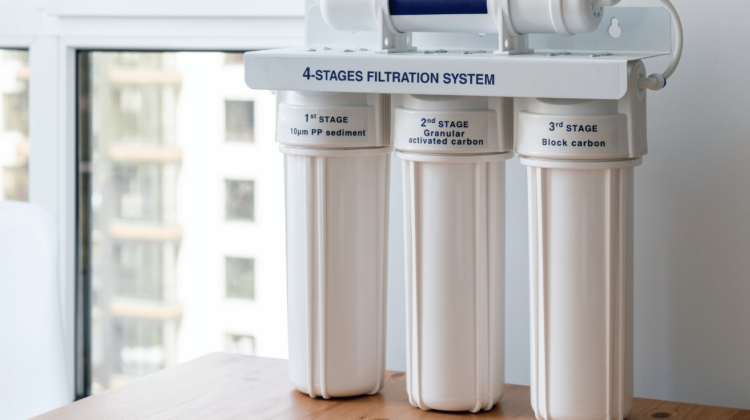 home water filtration system on countertop