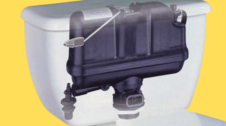 cutaway drawing of the inside of a toilet tank